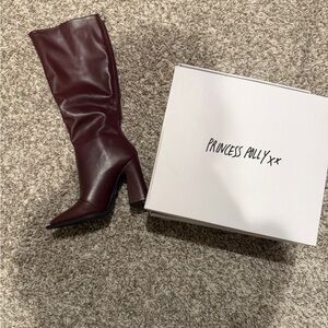 Princess Polly Dark Red Heeled Boots